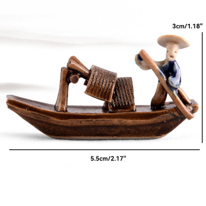 Figurines de bateau de pêcheur en céramique, pour Aquarium, paysage, bonsaï, rocaille, ornement, décoration de jardin féerique, pour la maison 