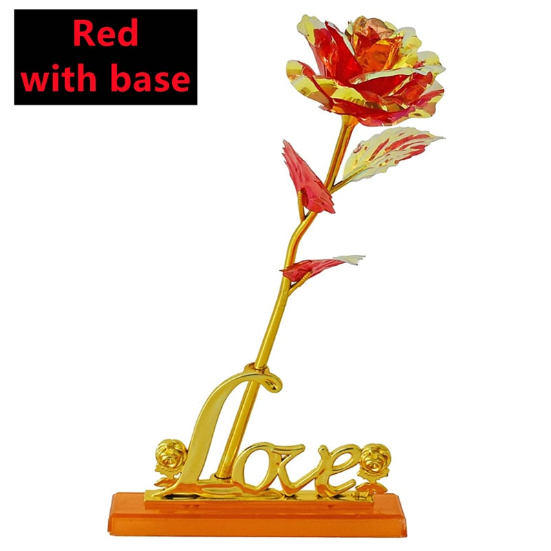 Uusi Ystävänpäivä 24K FOLED ROSE ROSE GOLD ROSE LAPES Forever Love Wedding Decor Lover Lighting Roses Creative Gifts 2023