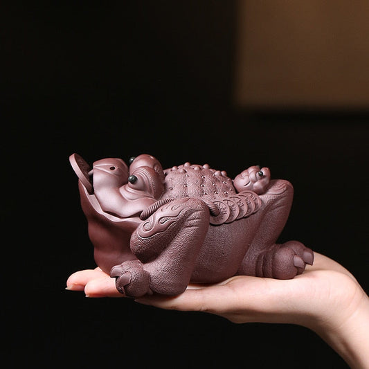 Purplue Sand Tea Pet Decoratie Grote handgemaakte Golden Toad Boutique Tea Ceremony Tea Carve