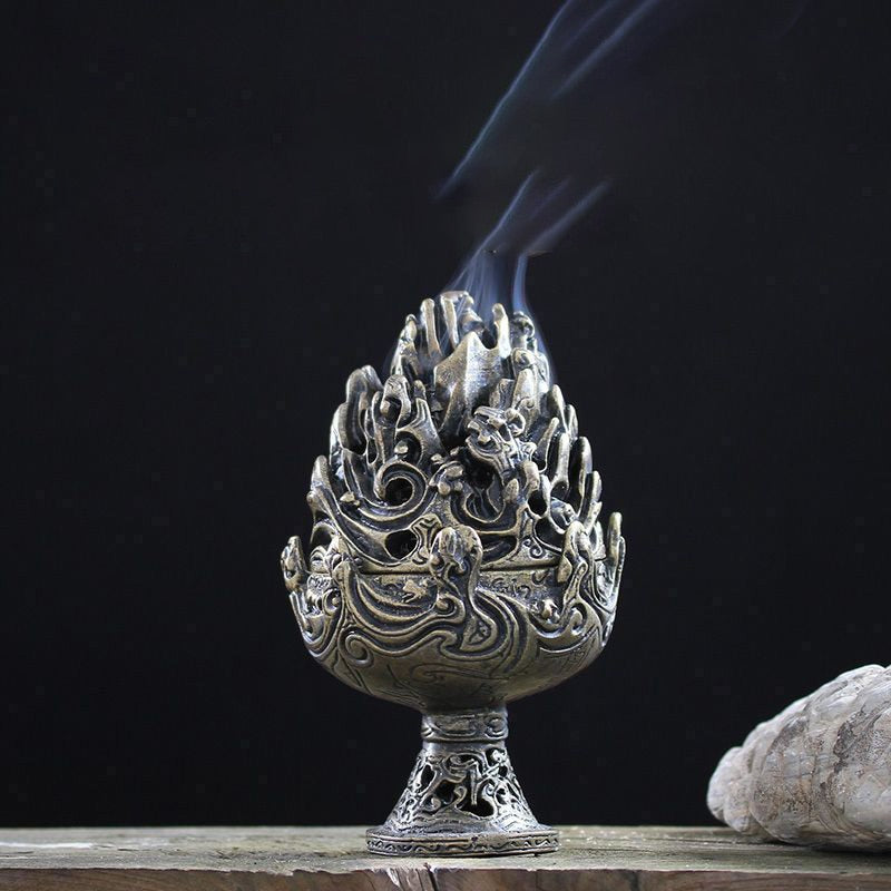 Buddhalainen tunne messinki seoksen kartio suitsukkeiden polttimen pronssikensurin teeaseremonia antiikki koriste kodinsisustus perinteinen osakekatsu