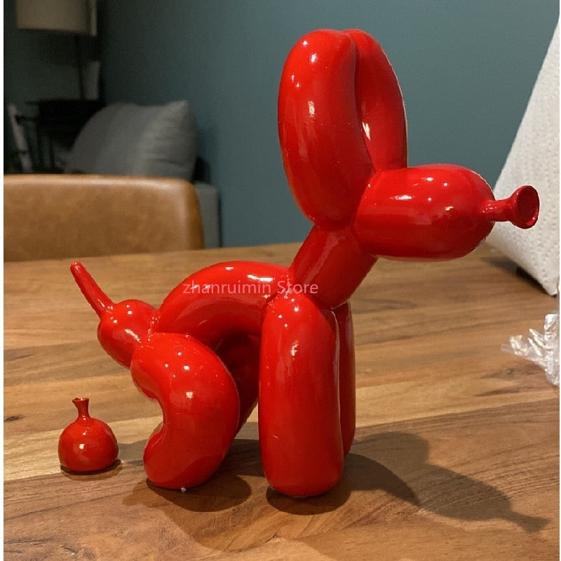 Balón dog para perrito estatua de resina escultura animal decoración de la oficina del hogar la oficina de la oficina del hogar decoración de pie de oro negro