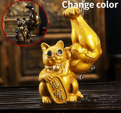 Giant Arm Lucky Cat Color Changing Tea Pet Creative Resin Tea Cup Home Decor Lucky Cat Ornament Changes Color When Hot Water