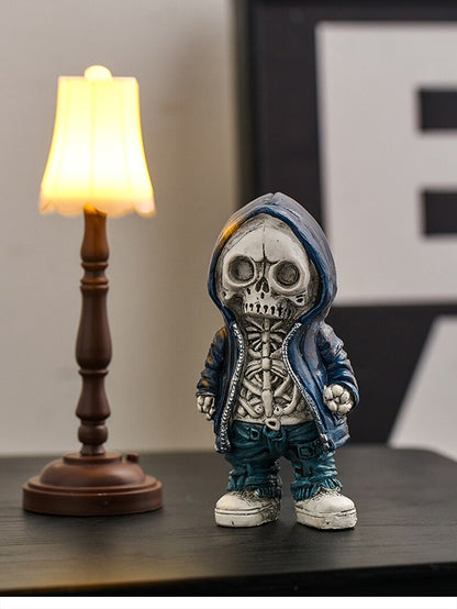 Figuras de esqueleto Artesanía de resina creativa Estatua Skull Halloween Calavera Horribles adornos para el escritorio de casa Decoración del gabinete de televisión