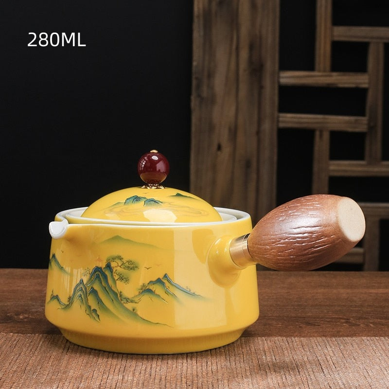 Keraaminen lasi teekannu kiinalainen gongfu -teepot 360 kierto teevalmistaja Automaattinen yhden potin teekannu teetä varten