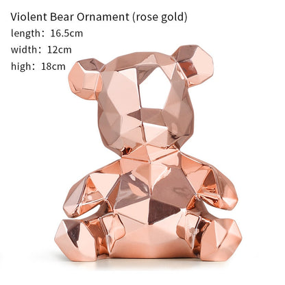 Hadiah Patung Beruang Elektroplating Untuk Anak Teddy Bear Patung Hewan Ornamen Ruang Tamu Dekorasi Rumah Figurine