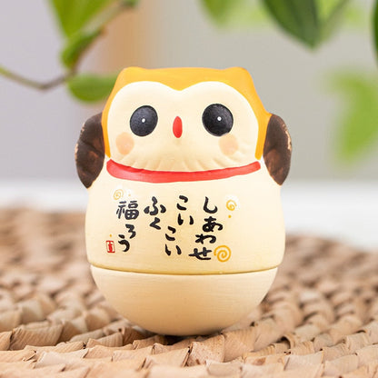 Daruma – artisanat japonais en céramique, dessin animé chat porte-bonheur, ornement de paysage, accessoires de décoration pour la maison, cadeaux, décoration de salon 