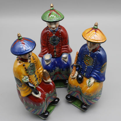Seramik Çin İmparator Heykeli, El Boyalı Seramik Heykelcik, Renkli Porselen, Ev Dekorasyonu