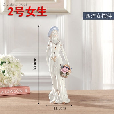 Keramisk balettflicka staty figurer fairy trädgård kjol modern skönhet skulptur bröllop dekoration interiör heminredning
