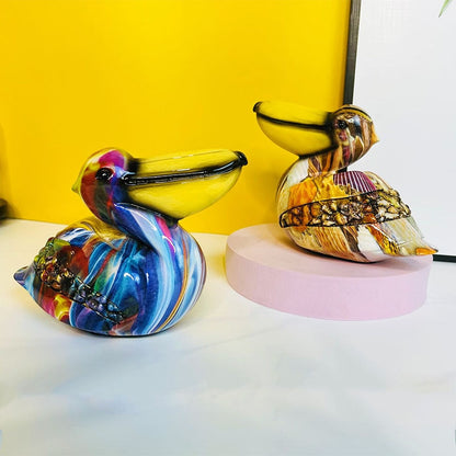 Resina colorida artesanato de ornamentos pelicanos