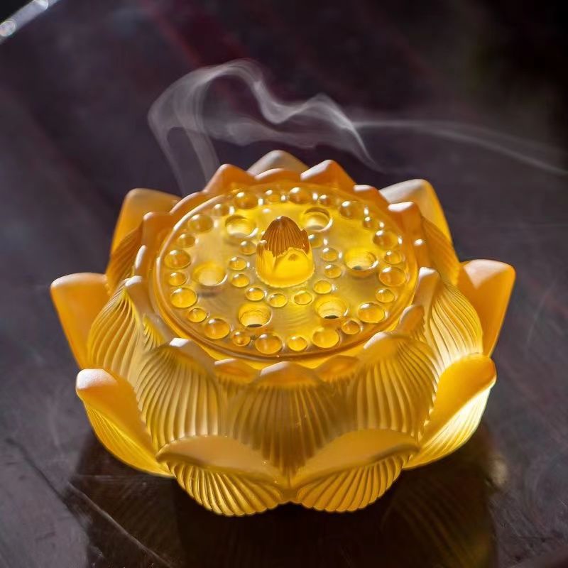 Glass røkelse komfyr stor husholdning innendørs plate røkelse pagoda røkelse tetning komfyr lotus kreativ sandeltre te