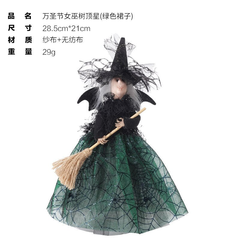 New Halloween Home Decoration Ghost Festival Non Woven Witch Doll Tree Top Star Desktop Decoration Doll Pendant
