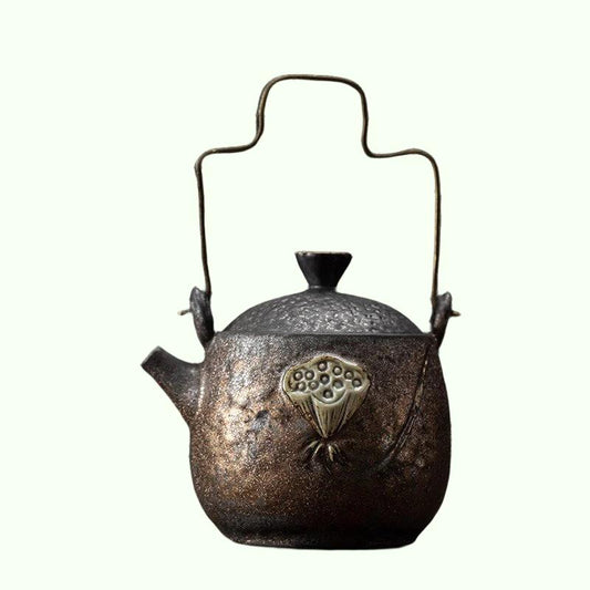 Bouilloire en poterie Lotus, théière Vintage, ensemble de cérémonie, thé Oolong au lait, cravate Guan Yin Type jasmin, service à thé