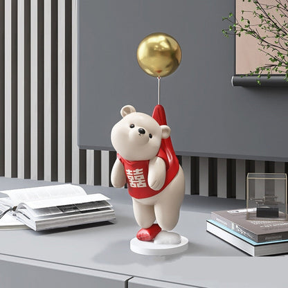 Kreativní balón polar medvědí pryskyřice Ozdoba domácí výzdoba řemesla socha Office Desk Figury Dekorace Knihovna Socha řemesla řemesla