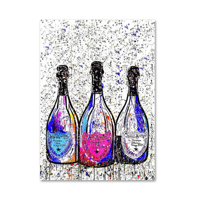 Renkli Pop Art Tuval Boyama Şampanya Şişesi Poster ve Yazdır Modern Soyut Duvar Sanatı Oturma Odası Ev Dekor