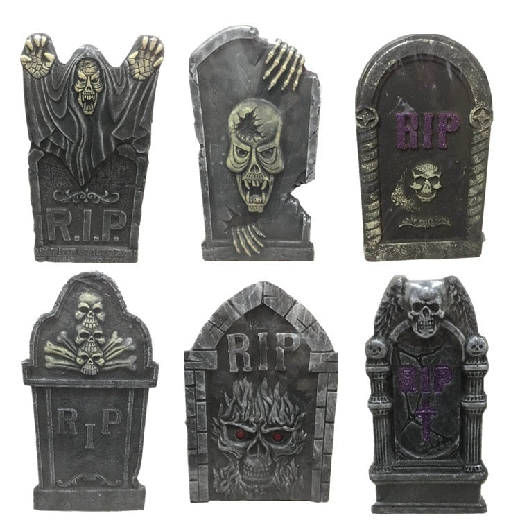 Halloween Graveyard Tombstone Decorations Realistic and Reusable Spook ...