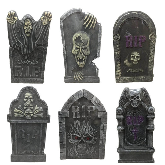 Décorations de pierre tombale de cimetière d'Halloween, décorations et accessoires extérieurs réalistes et réutilisables pour maison hantée effrayante 