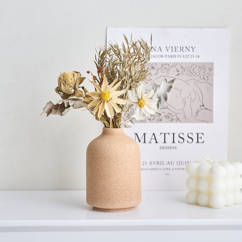 Einfache mattierte Keramikvase Nordic Home Wohnzimmer Dekoration Cachepot für Blumen Schreibtisch Tischdekoration Hochzeitsdekoration 