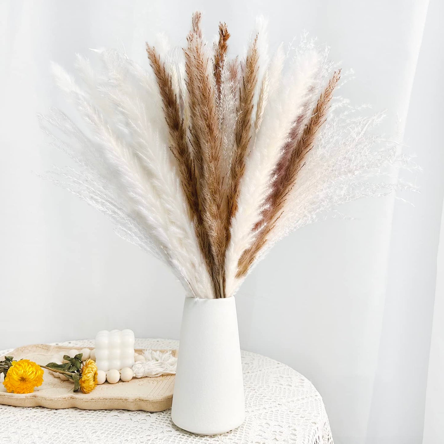 75Pcs Dried Flower Natural Pampas Grass Bouquet Bohemian Chic Decoration Real Rabbit Tail Reed For Wedding Accessories Decor