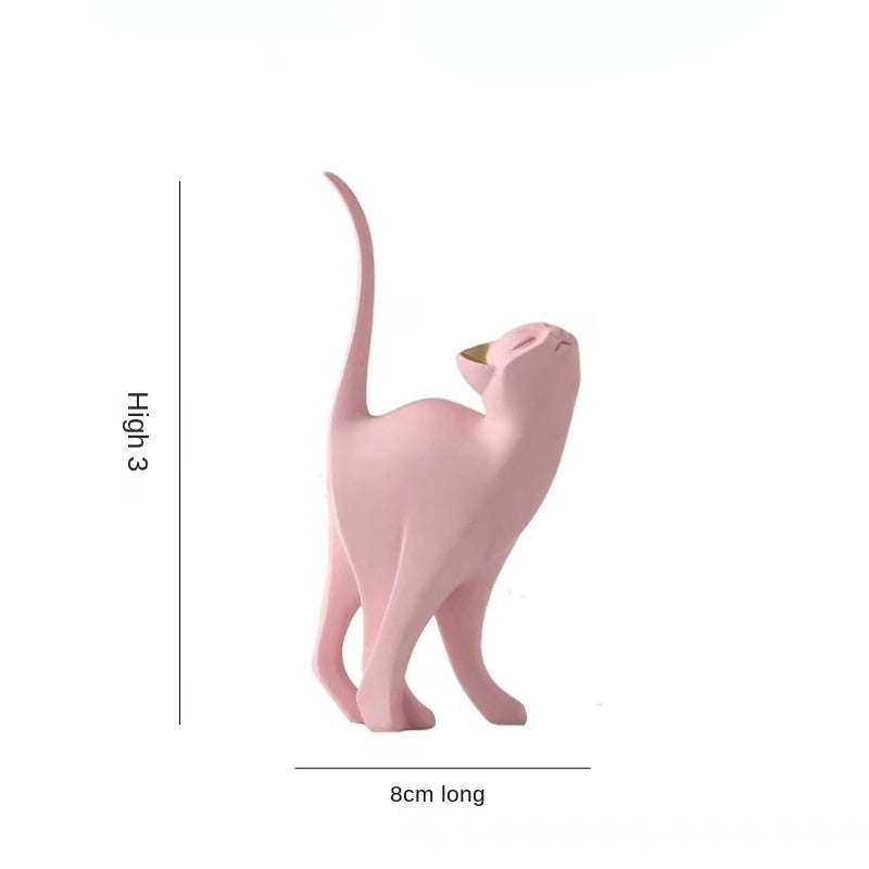 Neu eingetroffene rosa Katze als Heimdekoration, kreative Katzenstatue, Wohnzimmer-Schlafzimmer-Desktop-Dekoration, Kunstharz-Skulptur, Bastelgeschenk 