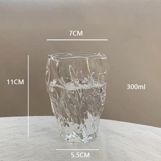 10oz Glass Water Cup Twist Fold Cup Household Fruit Juice Tea Cup Lovely Beer Cup Ins Style Korean Milk Cup Coffee Mug