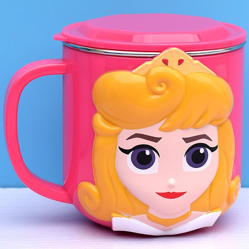 Tasses Disney congelées Elsa Anna princesse dessin animé tasse à lait tasses 3D Mickey Minnie tasse en acier inoxydable bébé enfants filles tasse à café