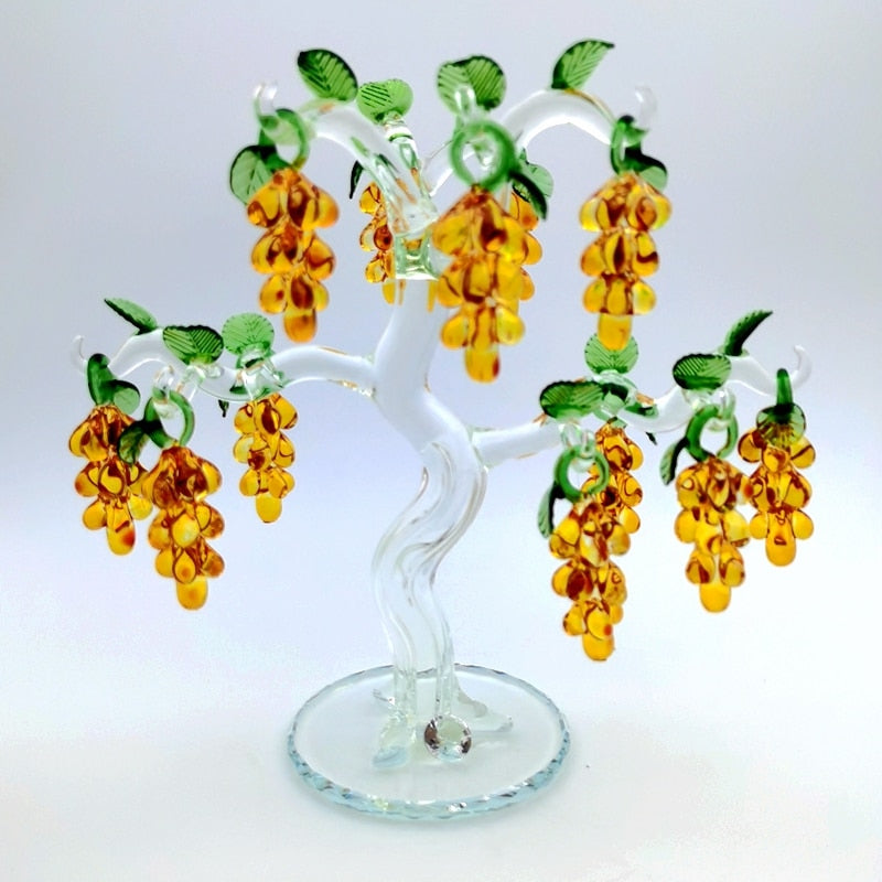 36 Hang Crystal Grape Tree Dekorasi Fengshui Kerajinan Kaca Dekorasi Rumah Patung Natal Hadiah Tahun Baru
