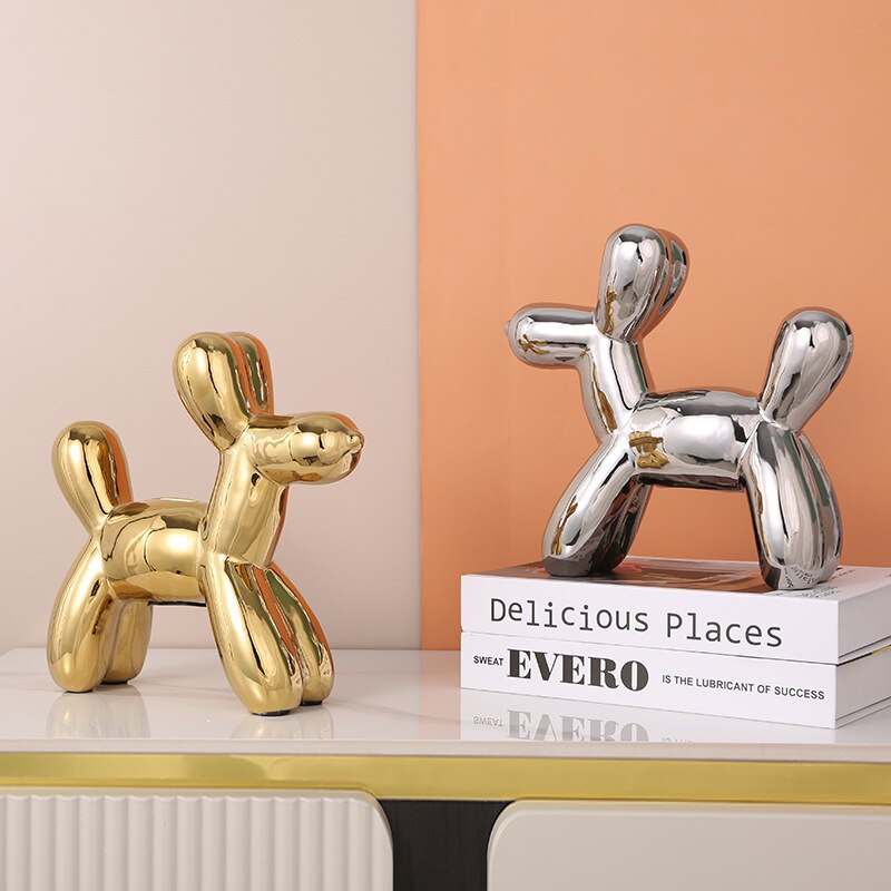 Nordic Style Ceramic Handicraft Balloon Dog Piggy Bank Home Hiasan Masuk Ruang Hidup TV Kabinet Hidangan Hadiah Kanak -kanak