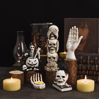 Figurine de squelette de Festival fantôme d'halloween, ornements d'horreur, artisanat en résine, décor moderne Vintage pour la maison et le bureau 