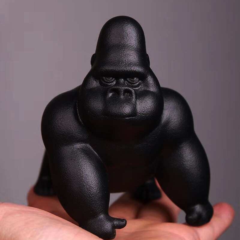 Porcelana fofa King Kong figura feita à mão cerâmica Gorila Micro paisagem Vida selvagem Fairy Garden Ornament Decor Craft Craft