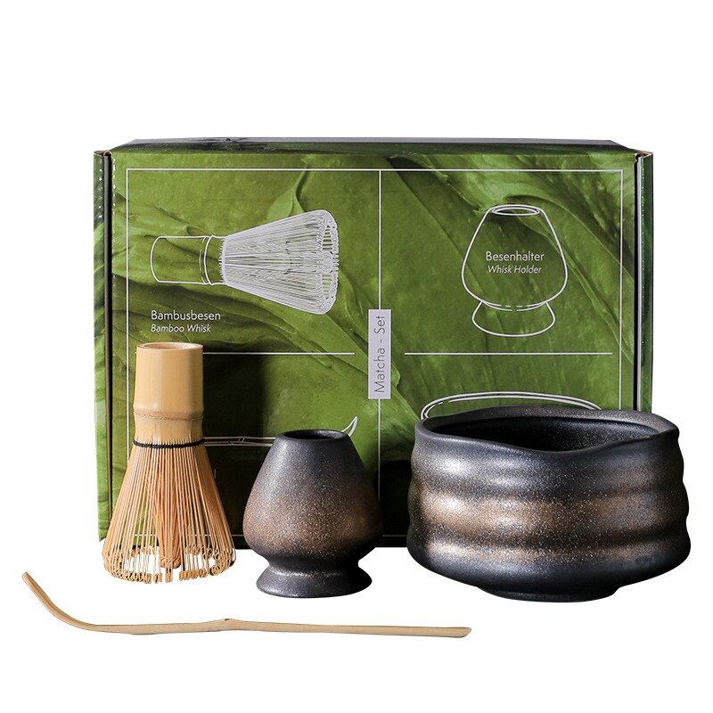 4-7PC/SETin käsintehty koti Easy Clean Matcha Tea Set -jalustan pakkaus kulho vispilä Scoop-lahjaseremonia perinteinen japanilainen lisävaruste