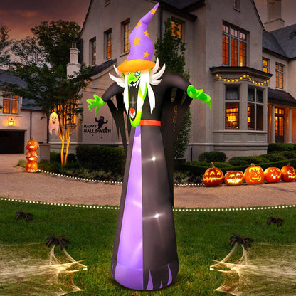 Halloween Home Outdoor Inflatable Decoration Witch Ghost Pumpkin Party Cosplay Prop  Holiday Blow Up Yard Garden Decor With LED