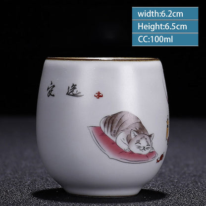 Retro ru ruusujen keraaminen teekuppi kahvikuppi käsintehty tee kulho kiinalainen teesarjan tarvikkeet Master Teacup Drinkware -tarvikkeet 100 ml