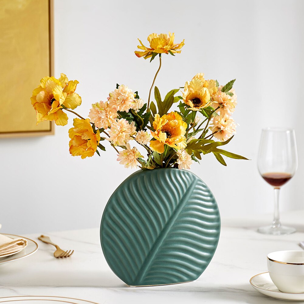 Decoración nórdica moderna para el hogar jarrones de flores de cerámica decoración sala de estar de mesa interior jarrón creativo accesorios decorativos decorativos