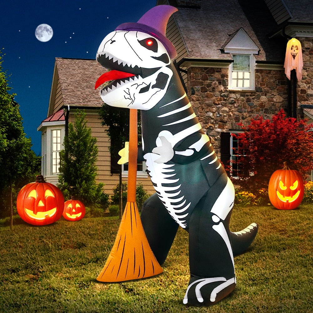 Halloween Home Outdoor Inflatable Decoration Witch Ghost Pumpkin Party Cosplay Prop  Holiday Blow Up Yard Garden Decor With LED
