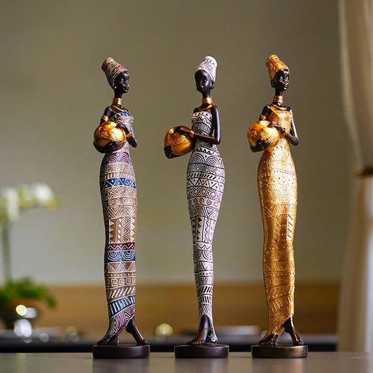 Retro Afrika Kraf Eksotik Wanita Hitam Karakter Patung Perhiasan Rumah Hiasan Ruang Tamu Ruang Tamu Lembut
