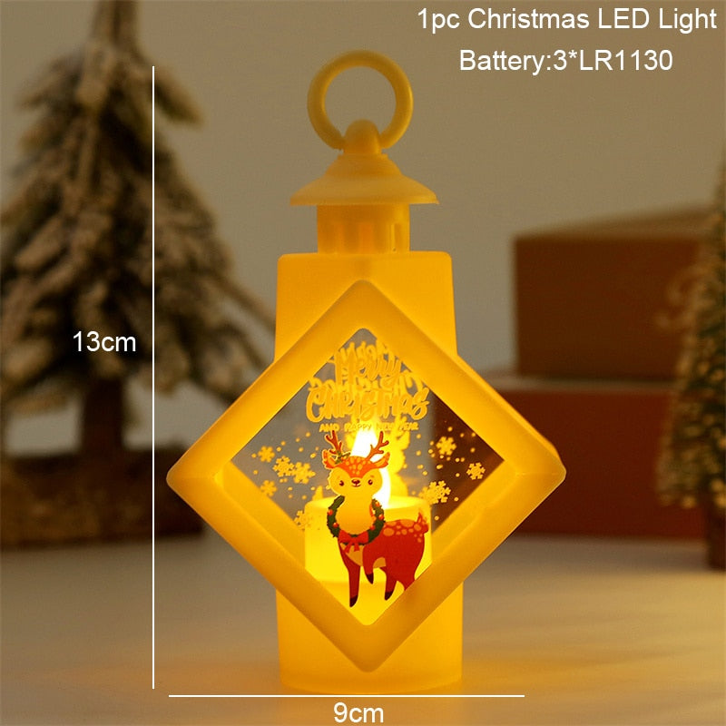 Santa Snowman Christmas Diamond Led Wind Lantern Ornament Christmas Decoration for Home 2023 Navidad Noel Nieuw jaar 2024 Kid Gift