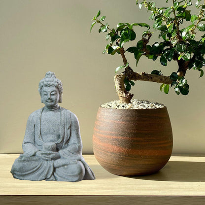 Sandstone duduk patung patung Buddha untuk kabinet rumah meja hiasan belakang rumah