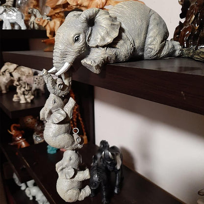 3PCS/Sett søt simulering Elephant Figurine Elephant Holding Baby Elephant Ornaments For Home Resin Crafts Home Decoration Gaver