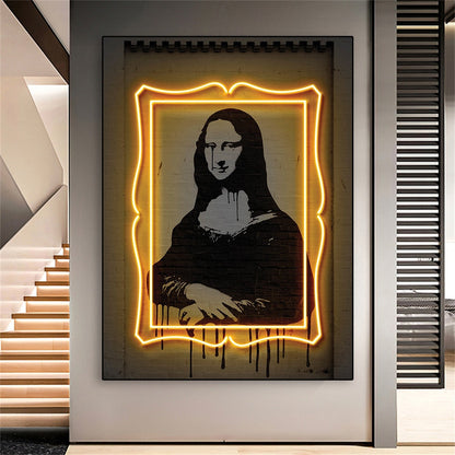 Modern Neon Sign Mona Lisa Poster Robot Artwork Canvas Painting Racing Print Abstract Wall Picture Game Room Slaapkamer Decoratie