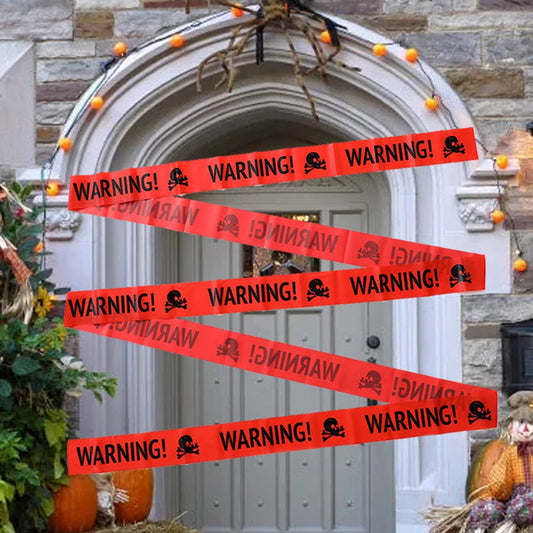 2 piezas/set de la cinta de advertencia de Halloween letreros de Halloween Propiedad de la ventana Partido de apoyo Línea de advertencia Decoración de Halloween Globos de brujas