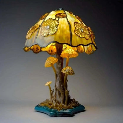 Lámpara de mesa de la serie de plantas de hongos Decoración del hogar Ornamento de resina Estilo de fantasía europeo