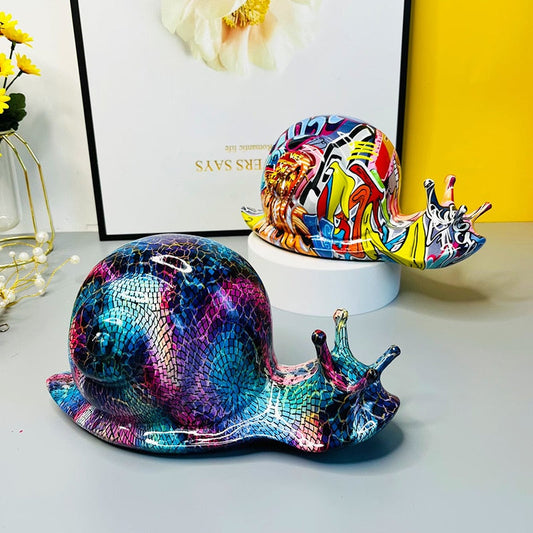 Nuevos adornos creativos para la artesanía de resina de animales de caracol, decoraciones de animales de escritorio de la sala de estar, estatuas de caracol