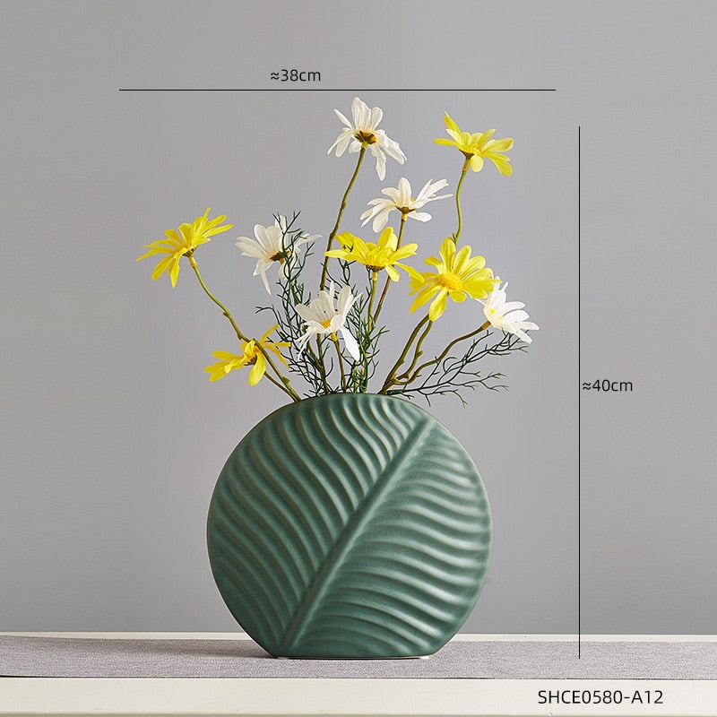 Nordic Modern Home Decor Ceramic Flower Vases Decor Living Room Interior Tabletop Vase Creative Arts Accessories Decorative