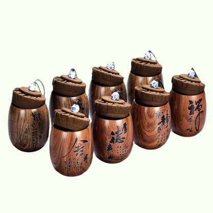 小さな紫色の砂茶キャディ模造木製穀物セラミックジャーシール瓶貯蔵タンクティーボックスティーコンテナティーオーガナイザーティー缶