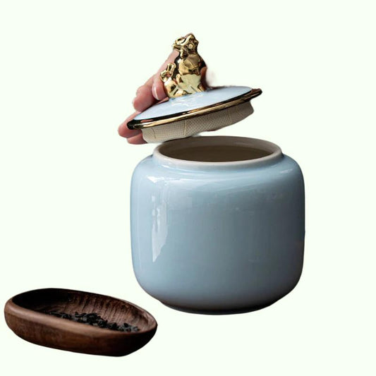 Čajová plechovka zvířecí víčka keramická vzduchotěsná nádoba Skladovatel jídla Nádrž na čaj Vlhkost Vlhkost čaj čaj čaj Organizátor Candy Jar čaj caddy