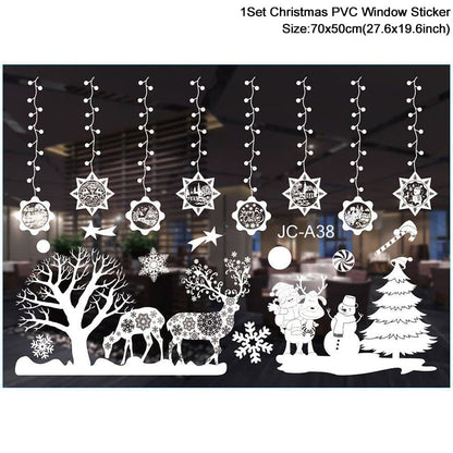 1set Papai Noel Snowman Snowman Elk Window Snowners Snowflake Electroestatic Wall Sticker 2023 Decoração de Natal para o Ano Novo em casa