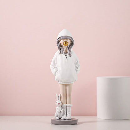 Nordic Cute Balloon Girls Figurine Resin Seni Patung Koleksi Gambar Patung Kerajinan Ruang Tamu Desktop Hadiah Ornamen Rumah