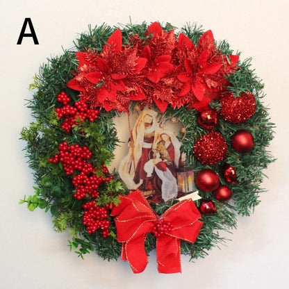 Red Christmas Wreath for Front Door Gold Window Wall Door Christmas Hiasan 2023 Garland Ornament Guirnalda Navidad