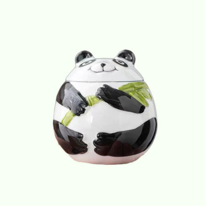 Panda Keramik-Teedose, versiegelter Tank, Teebox, 5-teiliges Set, Geschenkbox, Aufbewahrungstank, Bonbonglas, Teebehälter, Tee-Organizer, Teedose