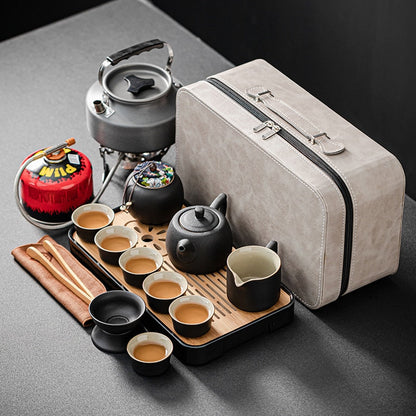 Matkusta kiinalainen teesarja täydellinen teekannu Gaiwan -seremonia, joka tarjoilee kung fu -keraamisen teekuppi -infuser -lahja Taza de te the Drinkware